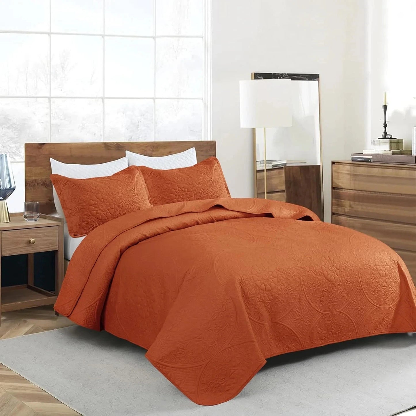 Twin Size Summer Bedspread - Modern Style Coin Pattern Soft Ultrasonic Coverlet Quilts Bedding Set for All Season, 2 Piece (1 Quilt, 1 Pillow Sham)