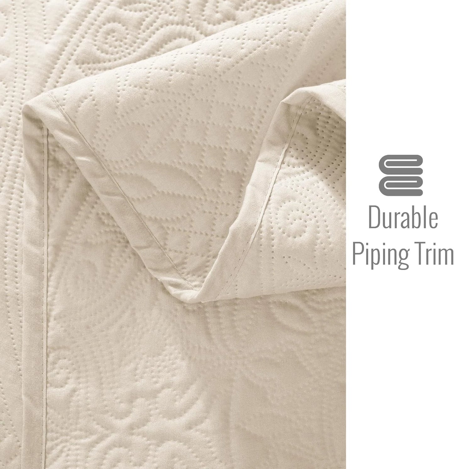 Twin Size Summer Bedspread - Modern Style Coin Pattern Soft Ultrasonic Coverlet Quilts Bedding Set for All Season, 2 Piece (1 Quilt, 1 Pillow Sham)