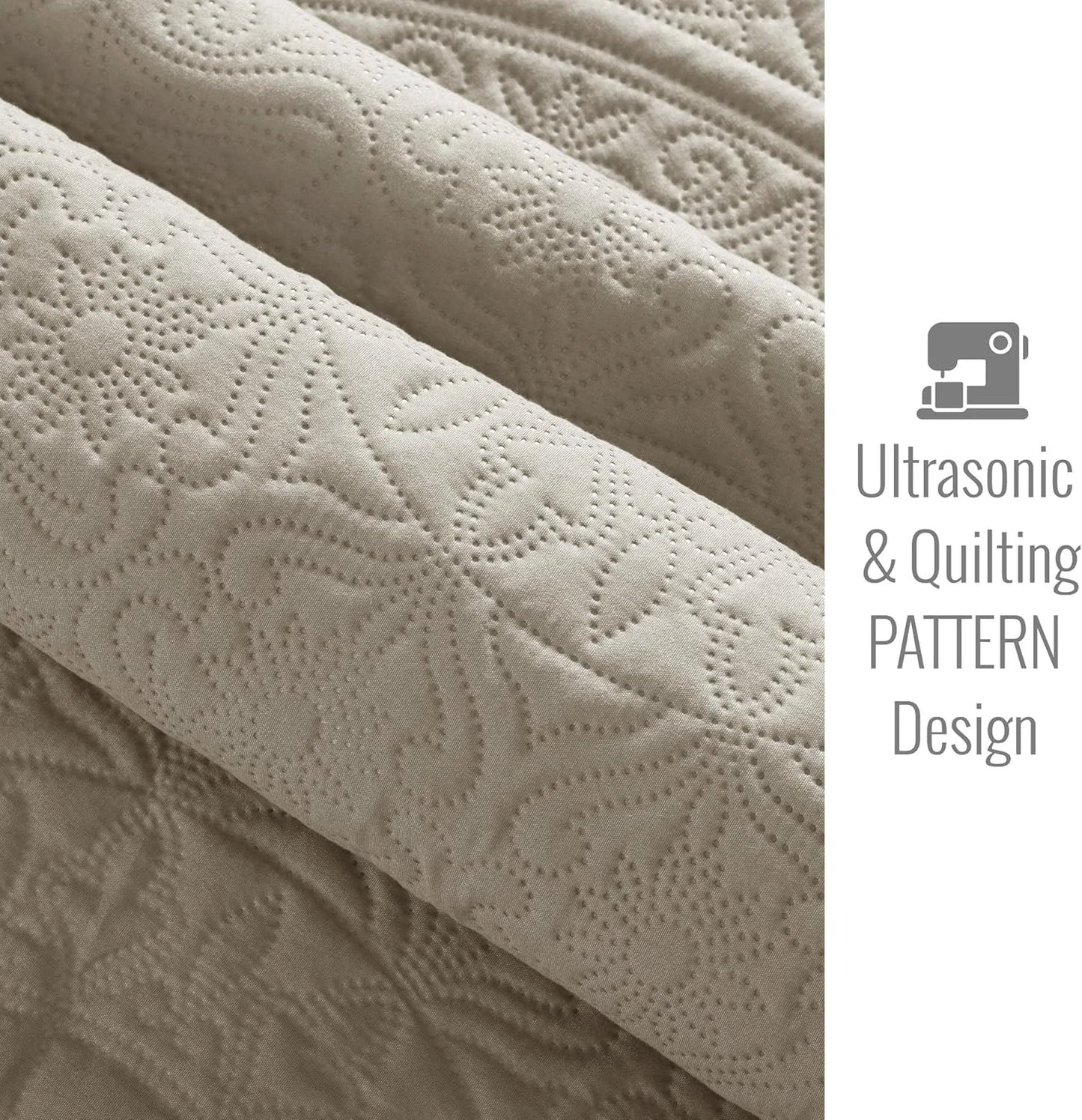 Twin Size Summer Bedspread - Modern Style Coin Pattern Soft Ultrasonic Coverlet Quilts Bedding Set for All Season, 2 Piece (1 Quilt, 1 Pillow Sham)