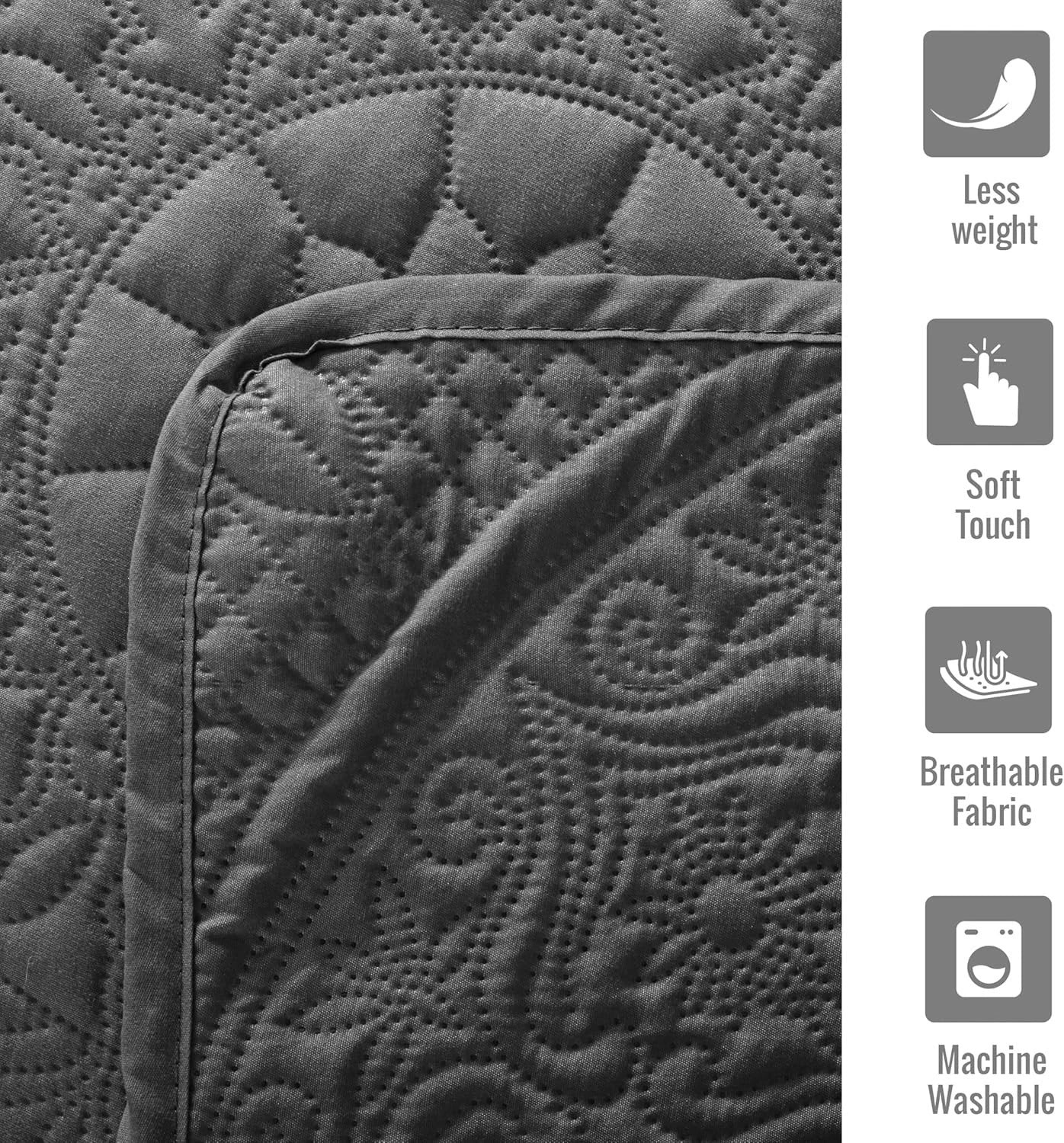 Twin Size Summer Bedspread - Modern Style Coin Pattern Soft Ultrasonic Coverlet Quilts Bedding Set for All Season, 2 Piece (1 Quilt, 1 Pillow Sham)