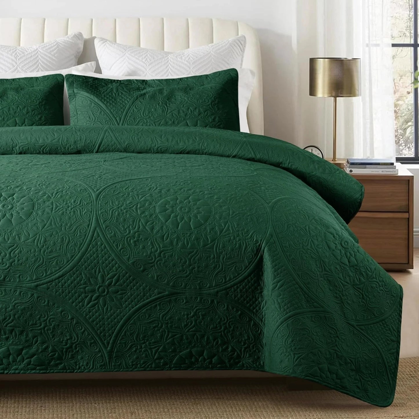 Twin Size Summer Bedspread - Modern Style Coin Pattern Soft Ultrasonic Coverlet Quilts Bedding Set for All Season, 2 Piece (1 Quilt, 1 Pillow Sham)