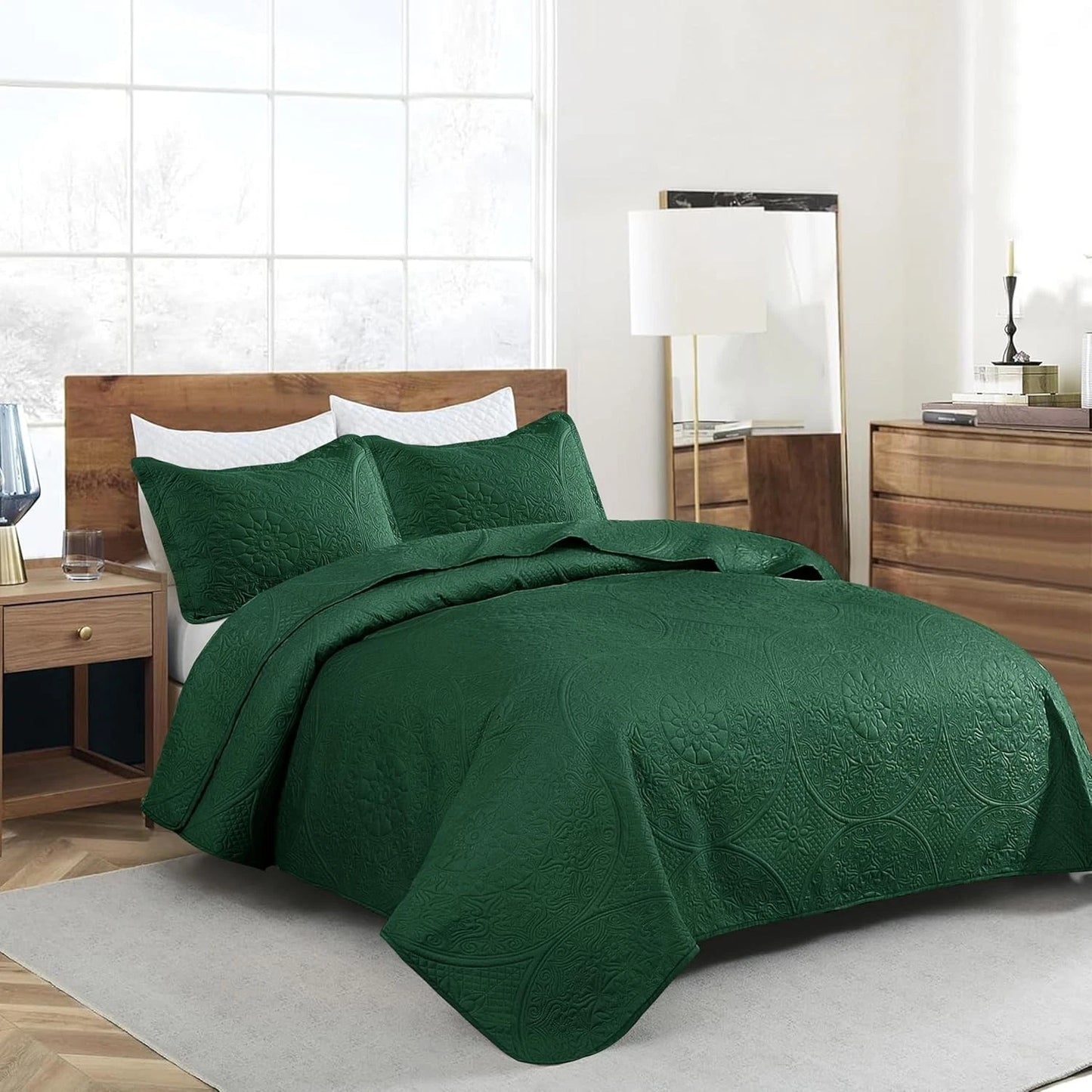 Twin Size Summer Bedspread - Modern Style Coin Pattern Soft Ultrasonic Coverlet Quilts Bedding Set for All Season, 2 Piece (1 Quilt, 1 Pillow Sham)
