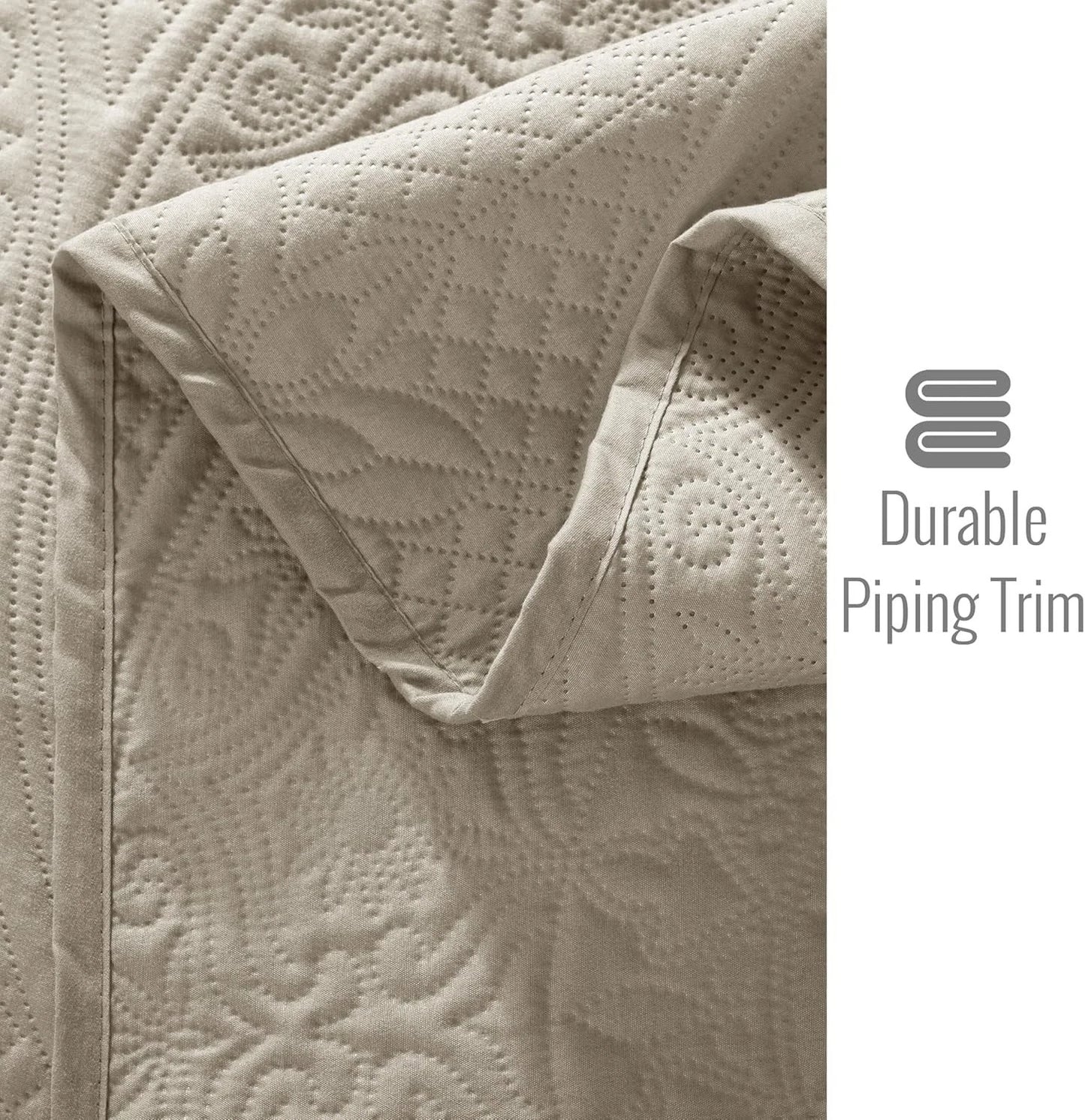Twin Size Summer Bedspread - Modern Style Coin Pattern Soft Ultrasonic Coverlet Quilts Bedding Set for All Season, 2 Piece (1 Quilt, 1 Pillow Sham)