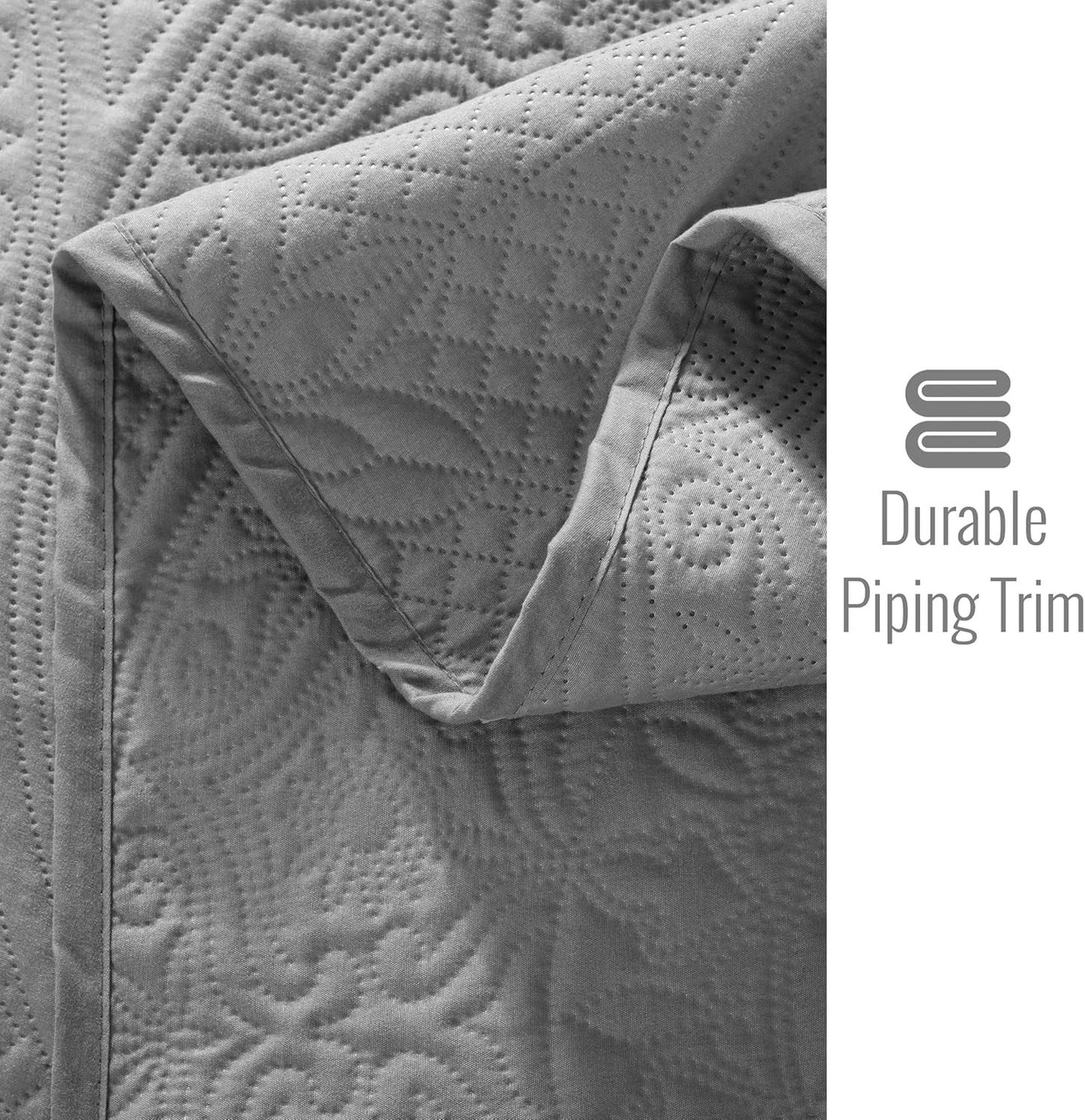 Twin Size Summer Bedspread - Modern Style Coin Pattern Soft Ultrasonic Coverlet Quilts Bedding Set for All Season, 2 Piece (1 Quilt, 1 Pillow Sham)