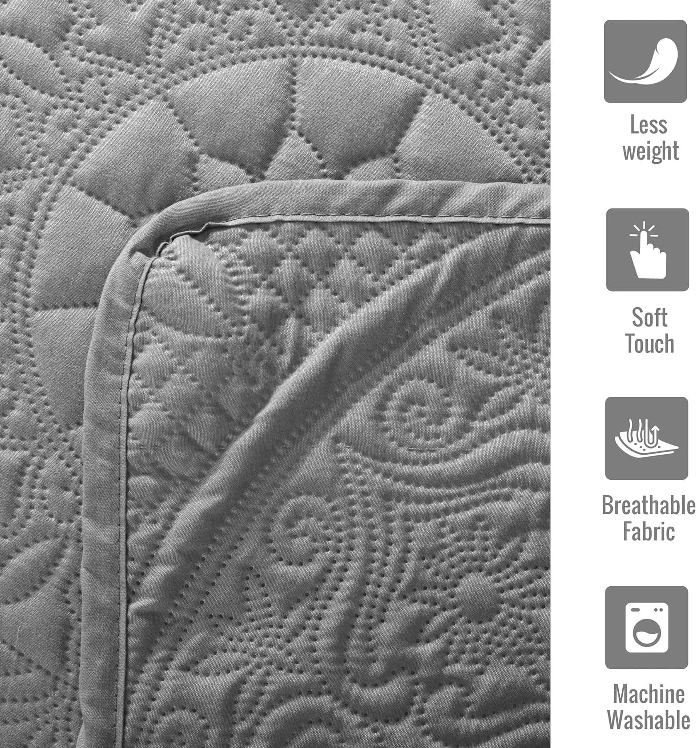 Twin Size Summer Bedspread - Modern Style Coin Pattern Soft Ultrasonic Coverlet Quilts Bedding Set for All Season, 2 Piece (1 Quilt, 1 Pillow Sham)