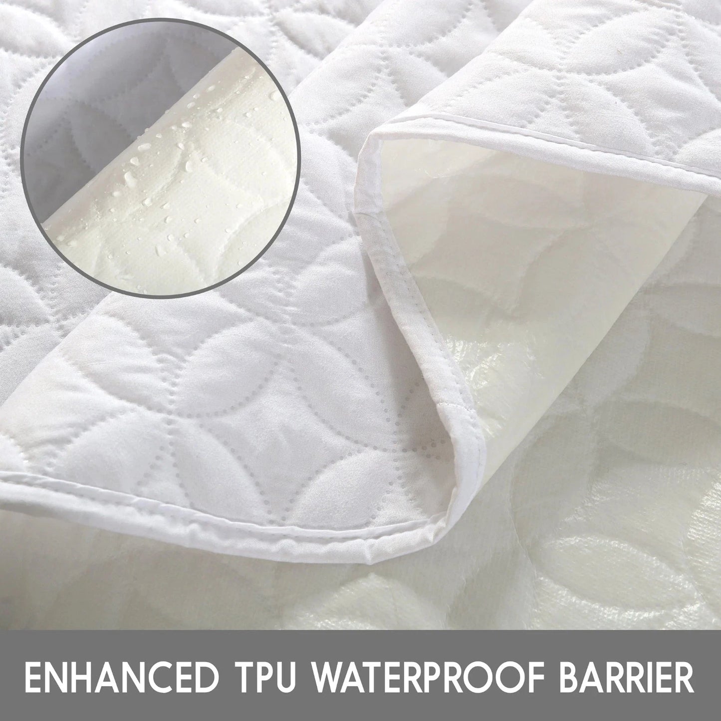 Waterproof Mattress Protector Elastic Straps 100% Waterproof