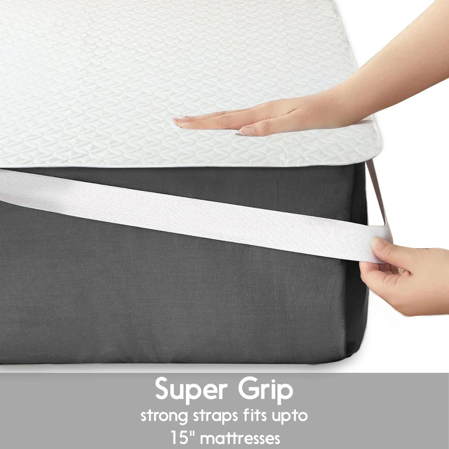 Waterproof Mattress Protector Elastic Straps 100% Waterproof