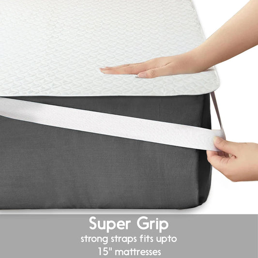 Waterproof Mattress Protector Elastic Straps 100% Waterproof