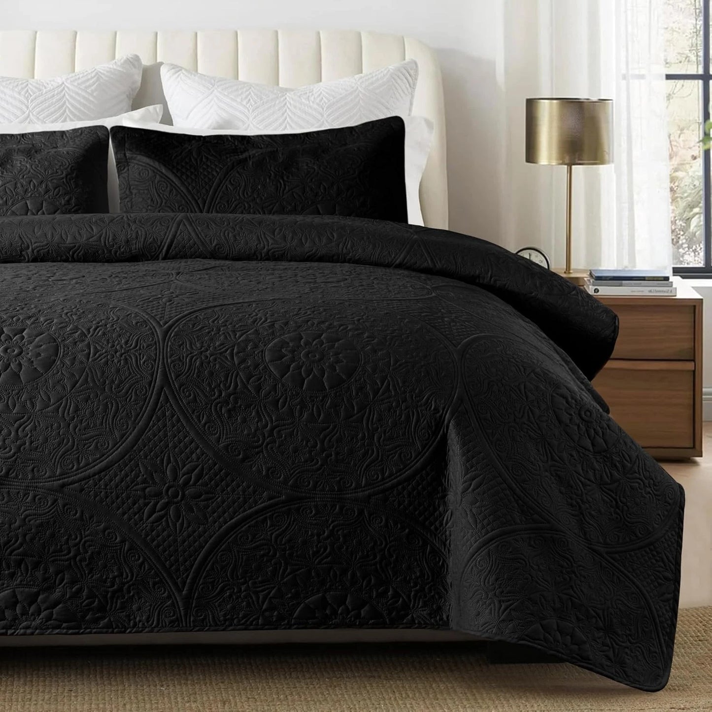 Twin Size Summer Bedspread - Modern Style Coin Pattern Soft Ultrasonic Coverlet Quilts Bedding Set for All Season, 2 Piece (1 Quilt, 1 Pillow Sham)