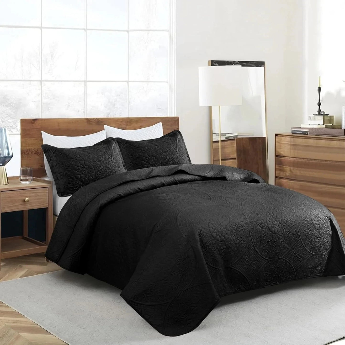 Twin Size Summer Bedspread - Modern Style Coin Pattern Soft Ultrasonic Coverlet Quilts Bedding Set for All Season, 2 Piece (1 Quilt, 1 Pillow Sham)